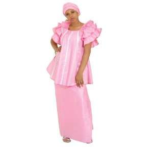  Pink Brocade Pleated Skirt Set 