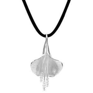  Addisons African Lily Pendant Black Cord Fashion Necklace 