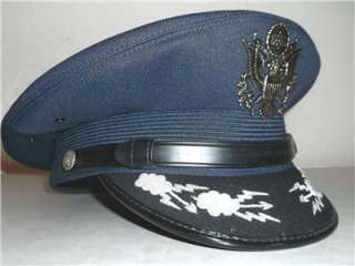 USAF US AIR FORCE OFFICERS DRESS BLUES UNIFORM VISOR CAP SERVICE HAT 