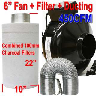 in Inline Hydroponics Fan Blower+ XL Filter + Ducting  