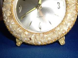 SHABBY Brass PHINNEY WALKER Mother of Pearl Alarm Clock ~Germany
