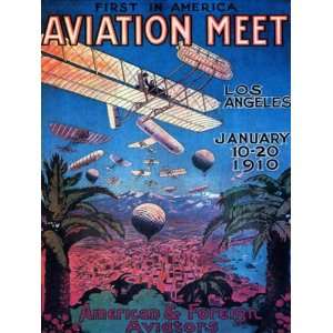 AIRPLANE PLANE FIRST IN AMERICA AVIATION MEET LOS ANGELES 1910 