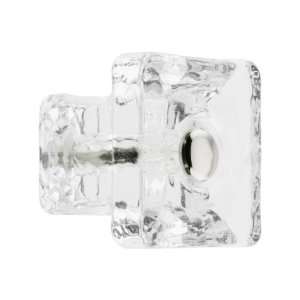  Square Clear Glass Cabinet Knob With Nickel Bolt.