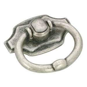 FURNITURE Hardware Drawer Ring Pull KNOB Antique old silver pewter w 