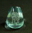 ANTIQUE BOHEMIAN CUT AQUA GLASS PAPERWEIGHT~LION FIGURE  