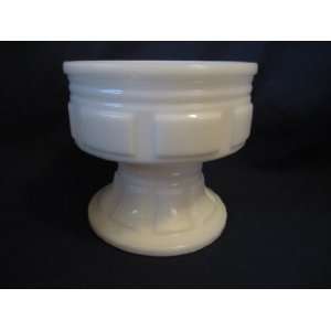  Vintage Milk Glass Pedestal Barrel Vase Planter 4 1/2 x 4 