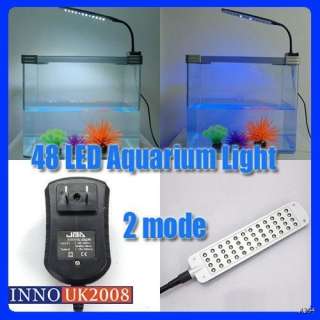 Aquarium Fish Tank Quality Flexible 48 LED Clip Light & White + Blue 
