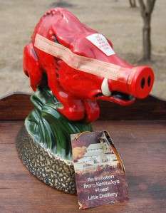 VINTAGE ARKANSAS RAZORBACK DECANTER   EZRA BROOKS  