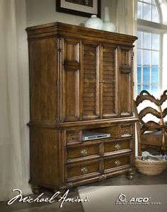 Distressed Brown Arts and Crafts Media Armoire Wardrobe  