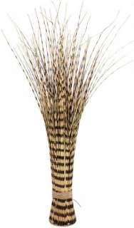 Pair Artificial Black Brown Striped Zebra Grass Vase  