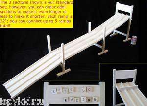   Wooden Wood Toy Race Car Track w 4 RAMPS Over 7 FEET Long *FUN  