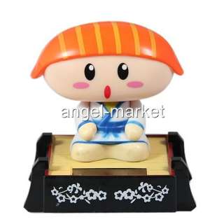 Japanese Cuisine Sushi Solar Bobblehead Toy Car Decor  