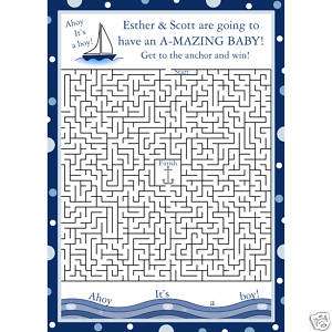 24 Baby Shower Maze Game Cards AHOY ITS A BOY  