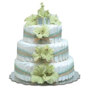  Baby Diaper Cake Mint Green Gladiolas (2 or 3 Tiers 