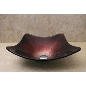  KIVGS110 Red Bathroom Lavatory Glass Vessel Sink with 