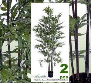 TWO 6 Bamboo Artificial Trees Silk Plants w/Pot 455  
