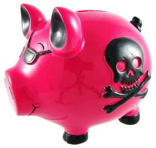   adorable cold cast resin pirate pig money bank really brightens up