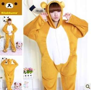 Japan Anime Rilakkuma Bear Costume Cosplay Kigurumi Pajamas S M L XL 