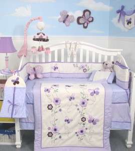 Boutique Lavender Butterfly Baby Crib Bedding Set 10pcs  