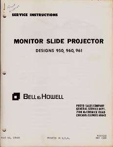 BELL & HOWELL SERVICE MANUAL 950 SLIDE PROJECTOR 1968  