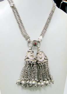 ethnic tribal old silver necklace / belt belly chain  