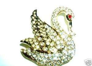 Swarovski Crystals SWAN BIRD BROOCH PIN Jewelry Pins  