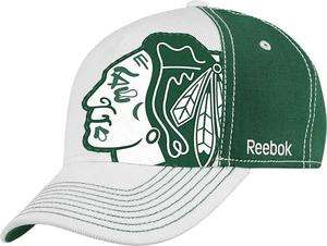 Chicago Blackhawks M060Z Green St. Patricks Day Clover Flex Cap Hat 