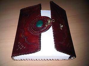   handmade leather bound blank journal book antique lock gift.  