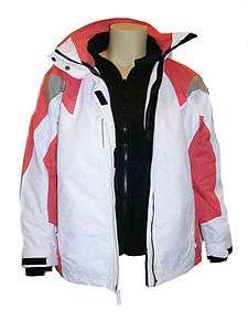   Geo Block Ski Jacket Parka Coat Blue, White/Coral, Blk S M L XL  