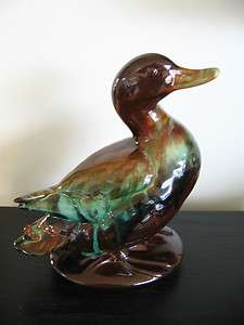 Blue Mountain Pottery Drip Glaze Sculpture Duck Figurine  