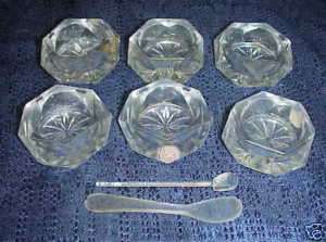 Set of 6 Bohemia Glass Salt Dips~Made in Czechoslovakia  