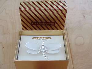   CLAIBORNE DRAGONFLY SILVER AND NETTING SPRING WINGS NEW IN BOX PIN