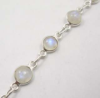 925 Sterling Silver RAINBOW MOONSTONE Simple Bracelet  