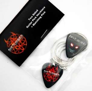 Disturbed Silver Guitar Pick Necklace + Matching Pick  
