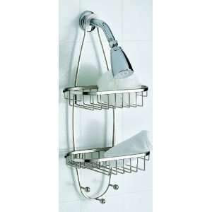   Bath Tub Shower Three Hook Metal Hanging Shower Caddy Satin Nickel