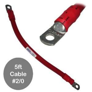   Red Battery Interconnect Cable 5 Foot with 3/8 Lugs Electronics
