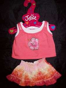 BUILD A BEAR JUSTICE TANK SKIRT HIBISCUS TY DYE OUTFIT  