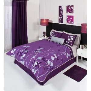  Purple Silver Gray Comforter Bedding Set Queen 5 Pcs