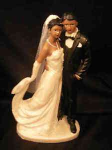 Black Bride and Groom Cake top figurine 8 tall  