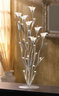 Silver Calla Lilies Tealight Candelabra Candle Holder  