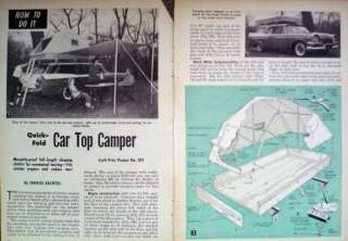 1961 Car Top CAMPER Pop Up Roof Compact Camping PLANS  