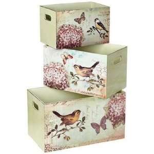    Set of 3 Bird Design Decorative Storage Boxes