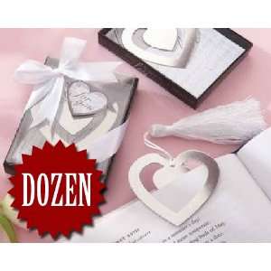 Price/Dozen)Silver Heart Bookmark   Valentines Gifts & Wedding Favors