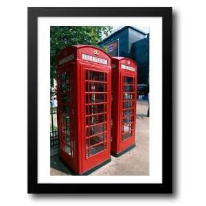  Two telephone booths, London, England 22x28 Framed Art 