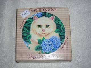 Set of 4) Coasterstone Sandstone Cat Coasters~$20~NEW  