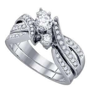   14k White Gold Interlocking Bridal Set Ring SeaofDiamonds Jewelry