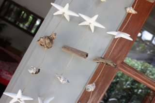 Hanging/Mobile Driftwood w/ White starfish & Shells   Coastal Decor 