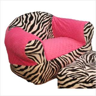   Kids Hot Pink Zebra Overstuffed Chair 3120 798304118384  