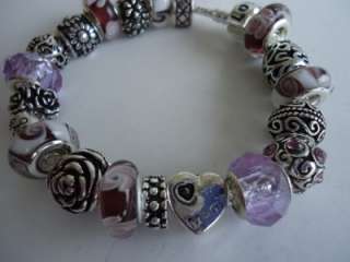 LOT Pandora Catalog and European Style Silver Charm Bracelet. Charm 
