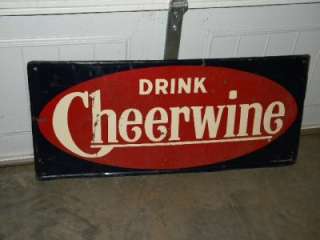 Old Cheerwine Tin Soda Pop Sign Salisbury NC ORIGINAL AM SIGN CO 7 54 